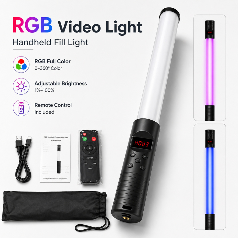 RGB Handheld Video Light Wand, - огляд і ціна Webcam Ring Light