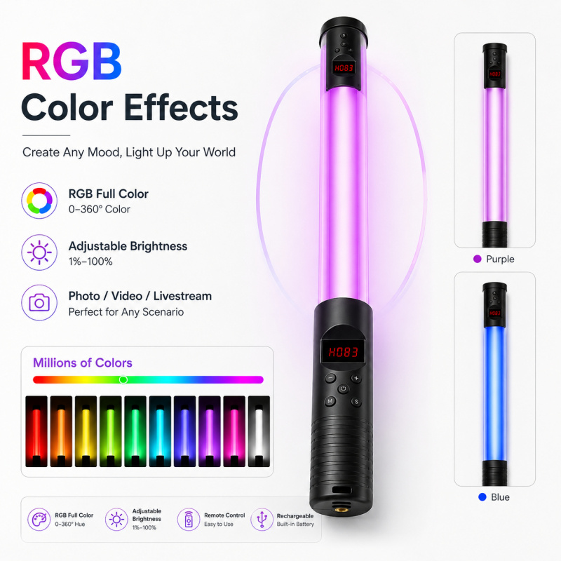 RGB Handheld Video Light Wand, - огляд і ціна Webcam Ring Light